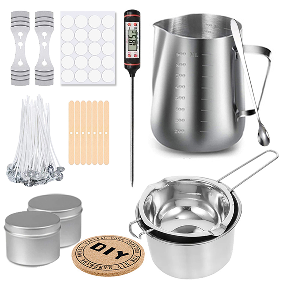 Candle Making Instructions - アロマキャンドル作りツールセット,ステンレスワックス溶解ポット,DIYキャンドルキット,初心者用品