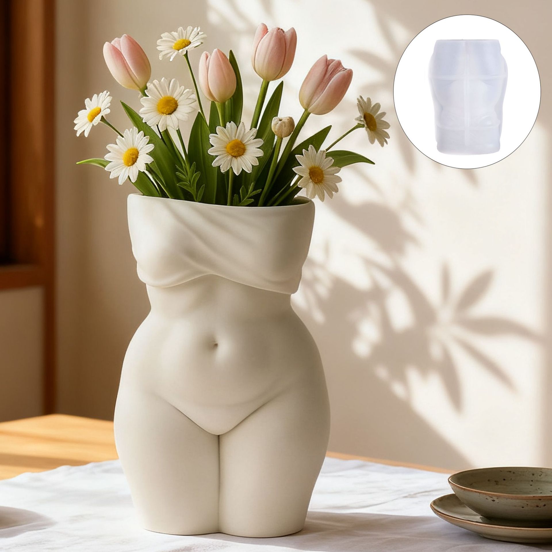 Candle Making Fat - 3D ふっくら女性トルソー花瓶シリコンモールド、プラスサイズ曲線美太った女性ボディプランターモールド、ボディアート彫刻樹脂キャンドルジャー製作