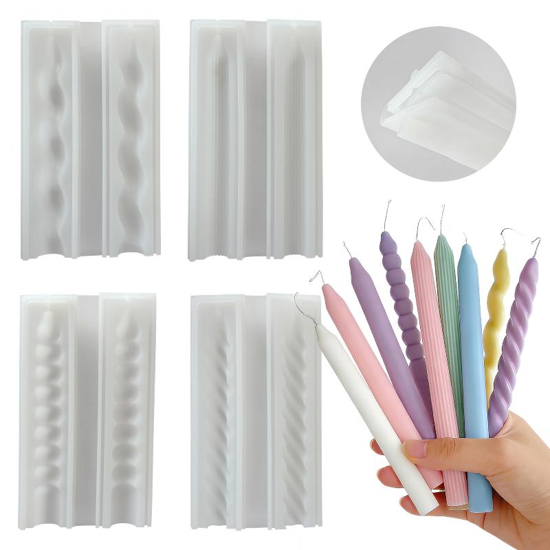 Candle Making Easy - ロングスパイラルシリコンキャンドルモールド DIY ツイストロングロッドワックススティッククラフトモールド ホームデコレーションツール ジオメトリキャンドル作成用品
