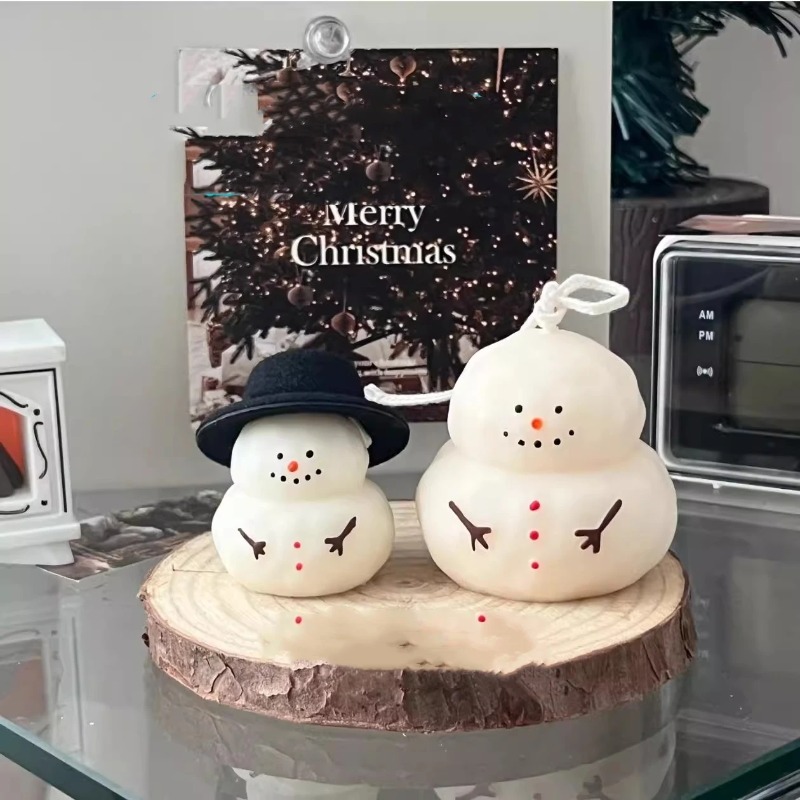 Candle Making Fat - クリスマスキャンドル作り用の太った雪だるま型シリコンモールド、DIY手作りキャンドルモールド