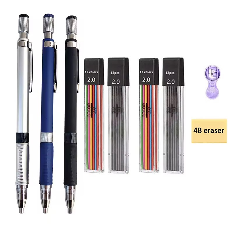 Staedtler Pencil Lumocolor - 2.0mmシャープペンシルセット、2B黒/カラー芯リフィル付き、筆記、スケッチ、アート、描画、絵画、学校用鉛筆用品