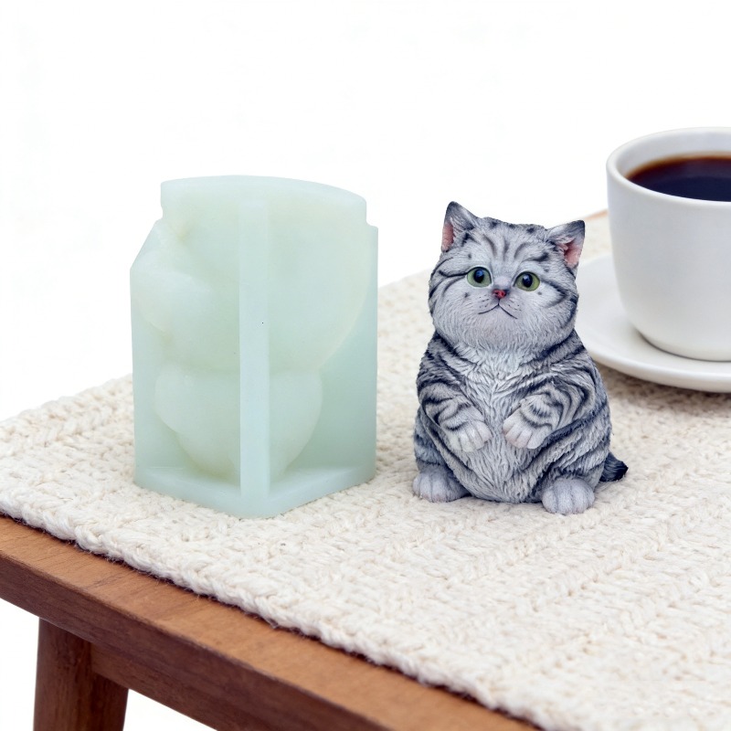 Candle Making Fat - DIYスタンディングファットキャットシリコンキャンドルモールド3D猫石膏アートアニマルレジンセメント粘土モールド手作り石鹸作りツールホームギフト