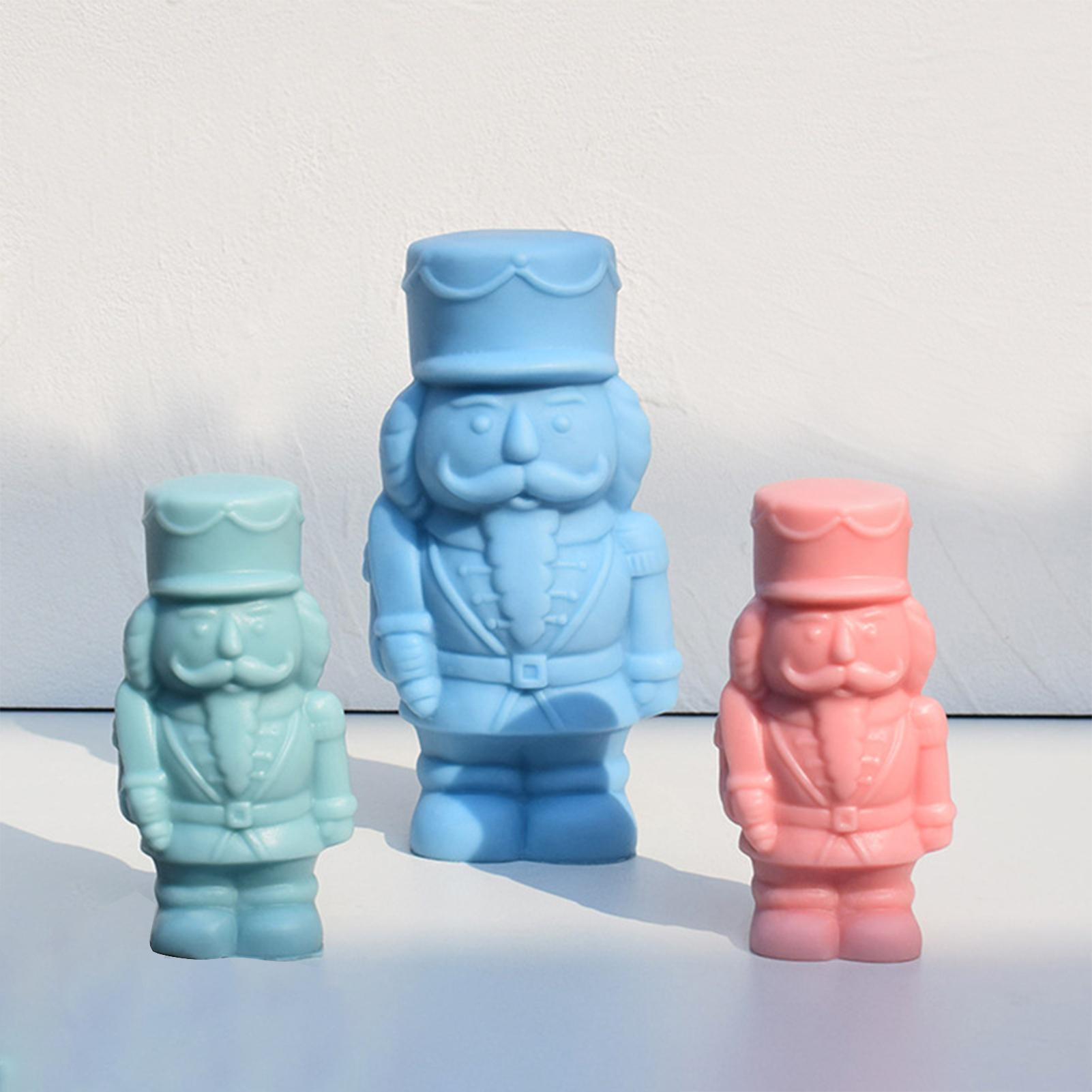 Candle Making Fat - くるみ割り人形兵士キャンドル型 DIY クルミ兵士シリコン型 太いひげの人形樹脂型 石膏製作ツール クラフトギフト
