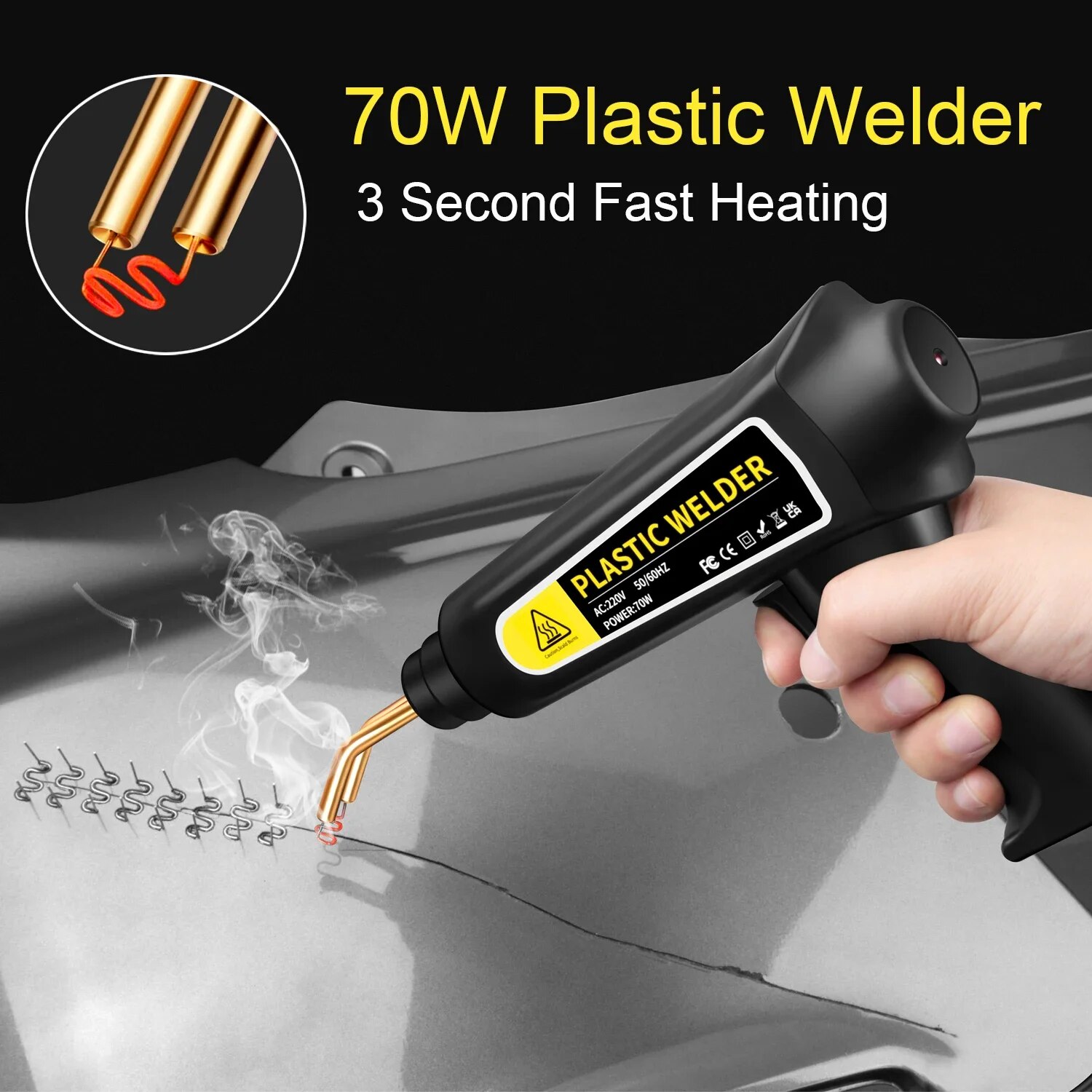 プラスチック製ヒートガン溶接機,バンパー,車のツールキット, - Heat Gun Embossing のレビューと価格