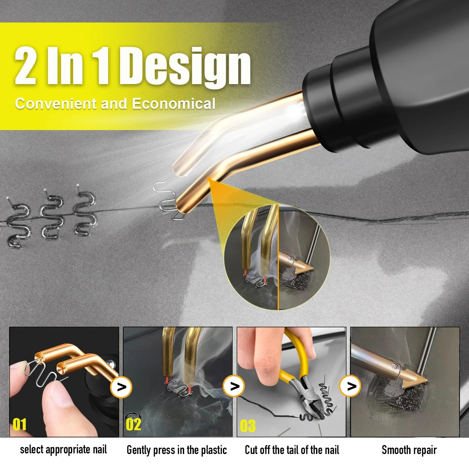 プラスチック製ヒートガン溶接機,バンパー,車のツールキット, - Heat Gun Embossing のレビューと価格