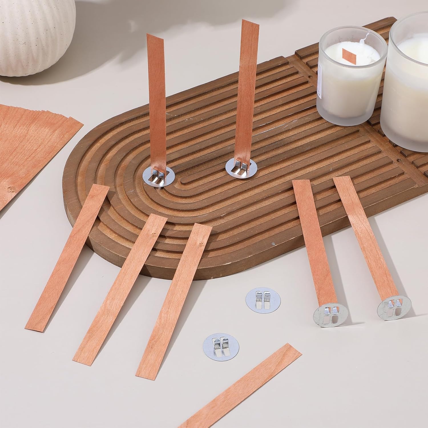 60個入り木製キャンドル芯 無煙木製芯 金属ベース付き キャ - Candle Making Experience のレビューと価格