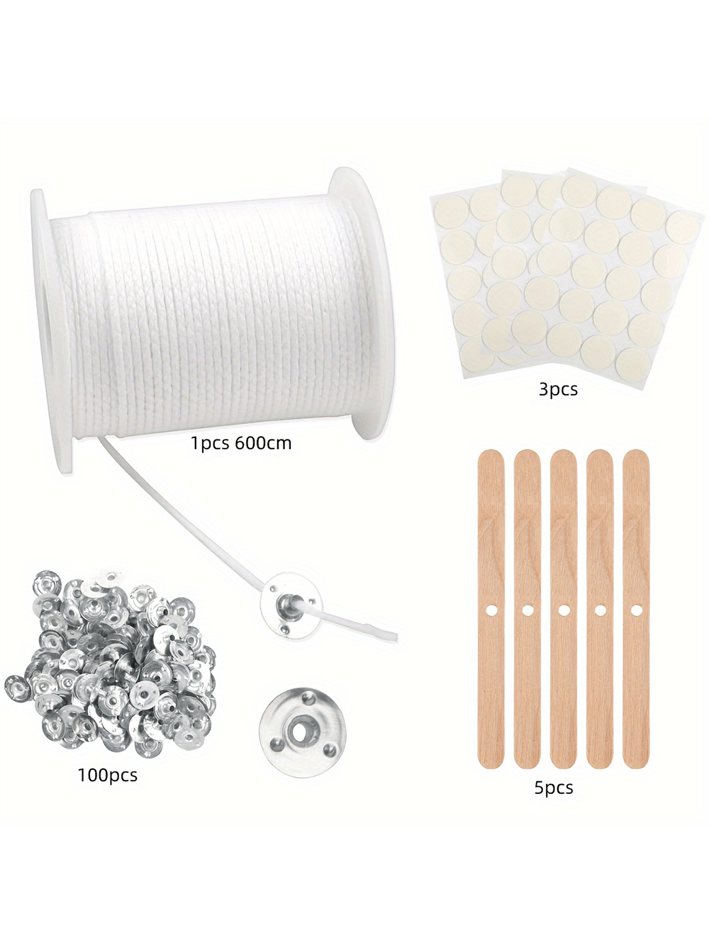 200フィートのキャンドル芯 - 100本の金属芯、60枚の - Candle Making Instructions のレビューと価格