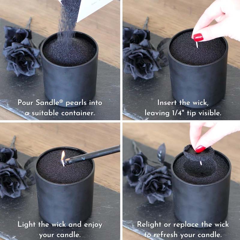 黒色のキャンドルサンド（芯付き）、200g、10個の芯付きパ - Candle Making Experience のレビューと価格